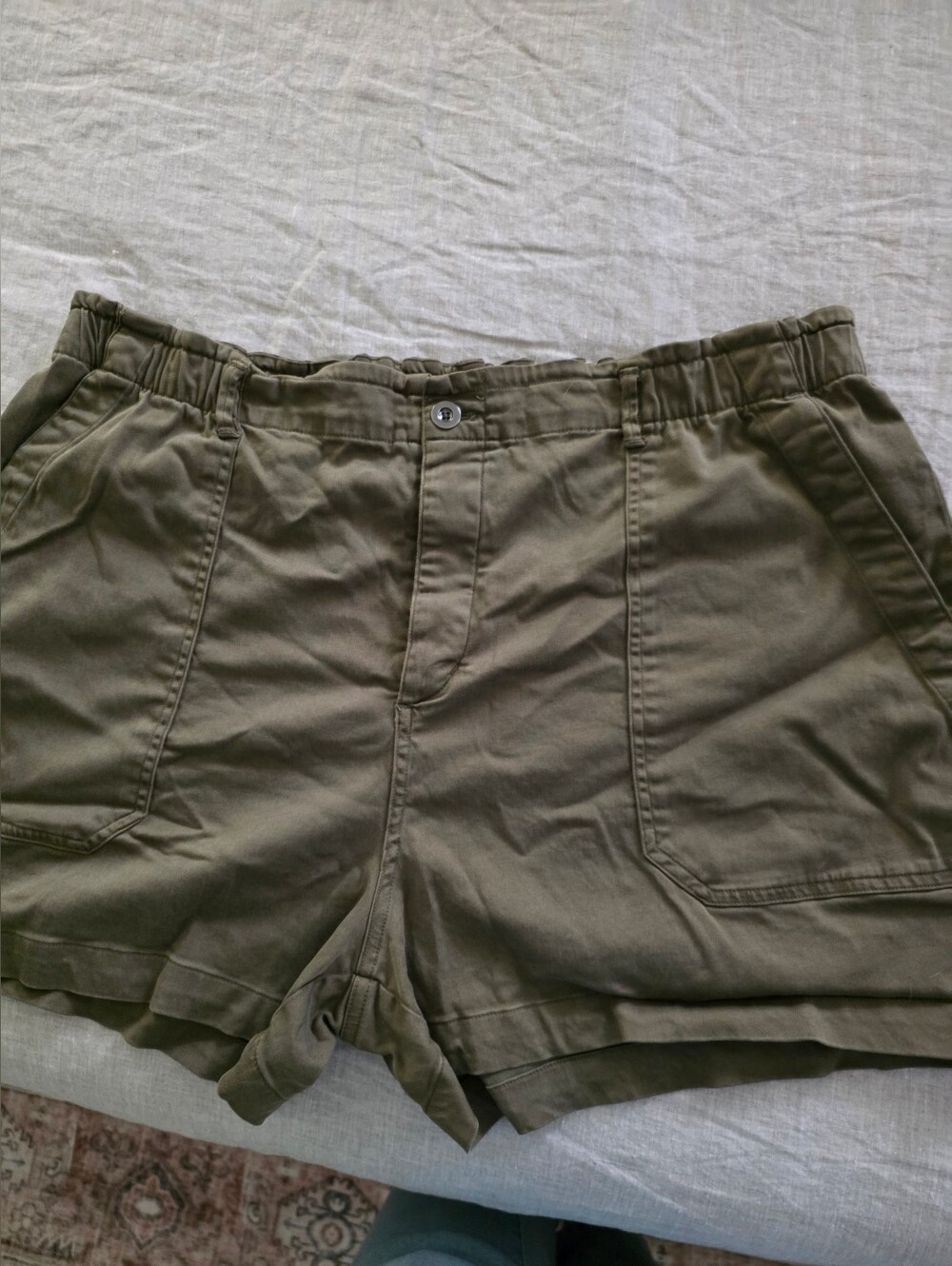 Eddie Bauer Olive Green Elastic Waist Shorts